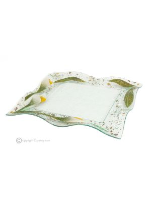 CALLA – Tray, serving plate, centerpiece in artistic glass, handmade