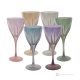 DEBBY Set of 6 authentic hand-painted stemmed wine glasses in premium quality glass.