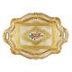 VASSOIO BAROCCO OVALE Tray Oval Wood Gold Flowers Decoration White Bottom Handcraft Made in Italy