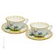 TAZZE UCCELLINI set tea cappuccino coffee cups with saucers Castelli ceramic authentic handmade Abruzzo Made in Italy