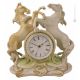 HORSES Table clock Capodimonte porcelain handcraft made in Italy