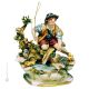 FISHERMAN AT POND  Statuette statue figure Capodimonte porcelain handcraft made in Italy