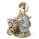 GIRL WITH WHEELBARROW Statuette statue figure porcelain Capodimonte handmade Made in Italy exclusive