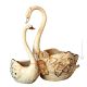 SWANS handmade ceramic table ornament Baroque style artistic with 24k gold details Made in Italy