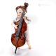 BEPPE Capodimonte, musician statuette with double bass, refined art in pure porcelain.