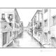 CALLE BERGAMI S.CROCE - VENICE Drawing with pencil on paper modern Made in Italy 