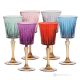 DOMINA Set of 6 authentic hand-painted stemmed water glasses in superior quality glass.