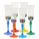 ADAGIO Set of 6 authentic hand-painted flute glasses in superior quality glass.