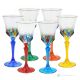 ADAGIO Set of 6 authentic hand-painted stemmed water glasses in superior quality glass.