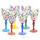 LAURUS Set of 6 authentic hand-painted stemmed water glasses in superior quality glass.