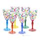 LAURUS Set of 6 authentic hand-painted stemmed wine glasses in premium quality glass.