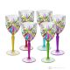 OASIS Set of 6 authentic hand-painted stemmed water glasses in premium quality glass.