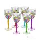 OASIS Set of 6 hand painted stemmed wine glasses, authentic, made of premium quality glass.