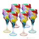 CALYPSO Set of 6 authentic modern hand-painted crystal stemmed goblets.