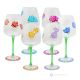 ALIZEE Set of 6 authentic hand-painted stemmed wine glasses made of premium glass.