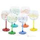 TASTING Set of 6 authentic hand-painted stemmed glasses in superior quality glass.