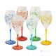 MONTECARLO Set of 6 authentic hand-painted stemmed wine glasses in superior quality glass.