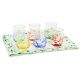 LOTO Set of 6 authentic hand-painted liqueur glasses with tray in premium quality glass.