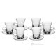 ESTRO Set of 6 authentic modern tea cups and saucers in superior quality glass.