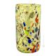 VASO ARLECCHINO Vase authentic Murano blown glass with Murrine and 925 silver leaf Made Italy