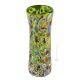 VASO ARLECCHINO Vase authentic Murano blown glass with Murrine and 925 silver leaf Made Italy