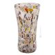 VASO ARLECCHINO Vase authentic Murano blown glass with Murrine and 925 silver leaf Made Italy