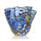 FAZZOLETTO ARLECCHINO Centerpiece authentic Murano blown glass with Murrine and 925 silver leaf Made Italy