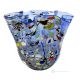 FAZZOLETTO ARLECCHINO Centerpiece authentic Murano blown glass with Murrine and 925 silver leaf Made Italy