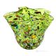 FAZZOLETTO ARLECCHINO Centerpiece authentic Murano blown glass with Murrine and 925 silver leaf Made Italy