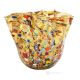 FAZZOLETTO ARLECCHINO Centerpiece authentic Murano blown glass with Murrine and 925 silver leaf Made Italy