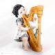 HENRIETTE Musician with harp, porcelain statuette, pure Italian art.