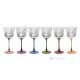 MEETING Set of 6 authentic hand-painted stemmed water glasses in superior quality glass.