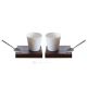 KRISTIAN set of 2 cups with cup holder and spoon Italian porcelain handcraft modern style authentic Made in Italy