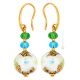 ORECCHINI MARMO fashion jewellery Earrings handmade pearls in Murano-Venice glass with gold 18k authentic Made in Italy