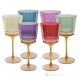 MADDY Set of 6 authentic hand-painted stemmed water glasses in premium quality glass.