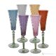 MISTRAL Set of 6 authentic hand-painted flute glasses in superior quality glass.