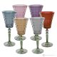 MISTRAL Set of 6 authentic hand-painted stemmed water glasses in superior quality glass.