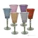 MISTRAL Set of 6 authentic hand-painted stemmed wine glasses in superior quality glass.