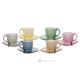 MOM Set of 6 hand-painted cappuccino cups and saucers in superior quality glass.