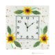 SUNFLOWER Wall Clock, Clear Glass with Drops, Relief Design, Handmade