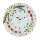 ASTER Wall clock, artistic glass decorated in floral relief, handmade