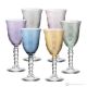 PERLE Set of 6 authentic hand-painted stemmed water glasses in superior quality glass.