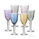 PERLE Set of 6 authentic hand-painted stemmed wine glasses in superior quality glass.