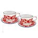 TAZZE FIORACCIO set breakfast cereal cups with saucers Castelli ceramic authentic handmade Abruzzo Made in Italy