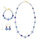 PARURE SATURNO jewellery set necklace bracelet earrings handmade pearls in Murano-Venice glass with silver 925 authentic Made in Italy