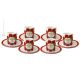 TAZZINE SOLE ROSSO set 6 espresso coffee cups with saucers ceramic authentic handmade Sicily Made in Italy