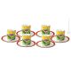 TAZZINE TULIPANO set 6 espresso coffee cups with saucers ceramic authentic handmade Sicily Made in Italy