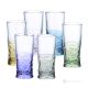 SOUND Set of 6 authentic modern hand painted water glasses in premium quality glass.