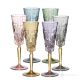 SQUARE Set of 6 authentic hand-painted flute glasses in premium quality glass.