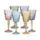 SQUARE Set of 6 authentic hand-painted stemmed wine glasses made of premium quality glass.